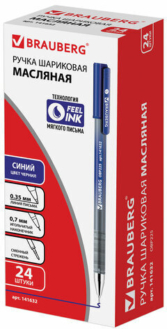 Ручка шариковая масляная BRAUBERG "Profi-Oil", СИНЯЯ, корпус с печатью, узел 0,7 мм, линия письма 0,35 мм, 141632
