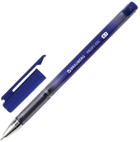 Ручка шариковая масляная BRAUBERG "Profi-Oil", СИНЯЯ, корпус с печатью, узел 0,7 мм, линия письма 0,35 мм, 141632