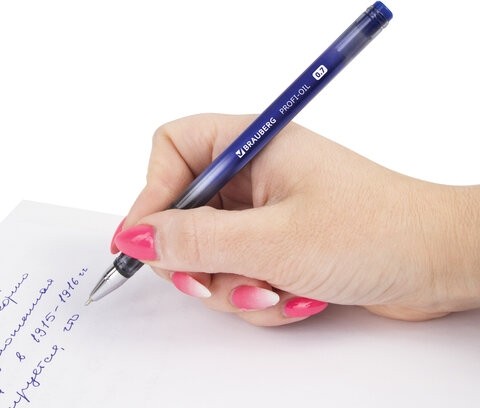 Ручка шариковая масляная BRAUBERG "Profi-Oil", СИНЯЯ, корпус с печатью, узел 0,7 мм, линия письма 0,35 мм, 141632