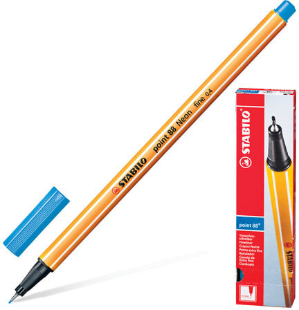 Ручка капиллярная (линер) STABILO "Point 88", УЛЬТРАМАРИН, корпус оранжевый, линия письма 0,4 мм, 88/32