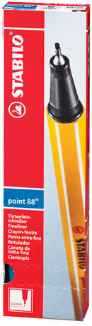 Ручка капиллярная (линер) STABILO "Point 88", УЛЬТРАМАРИН, корпус оранжевый, линия письма 0,4 мм, 88/32