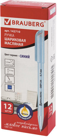 Ручка шариковая масляная BRAUBERG "Olive Pen Tone", СИНЯЯ, корпус тонированный, пишущий узел 0,7 мм, линия 0,35 мм, 142710
