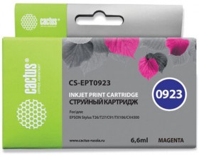 Картридж струйный CACTUS (CS-EPT0923) для EPSON Stylus C91/CX4300/T26/T27/TX106, пурпурный
