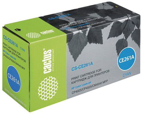 Картридж лазерный CACTUS (CS-CE261A) для HP ColorLaserJet CP4025/4525, голубой, ресурс 11000 страниц