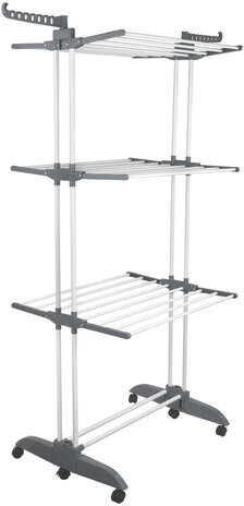 Сушилка напольная для белья раскладная МНОГОФУНКЦИОНАЛЬНАЯ, 3 уровня, на колесах, "Super Compact", СКЛАДНОЕ ОСНОВАНИЕ, LAIMA HOME, 608462