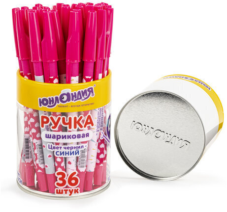 Ручка шариковая ЮНЛАНДИЯ "HEARTS", синяя, SOFT TOUCH покрытие, узел 0,7 мм, линия письма 0,35 мм, 143729