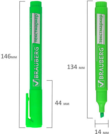 Текстовыделитель BRAUBERG "Energy", ЗЕЛЕНЫЙ, линия 1-3 мм, 150483