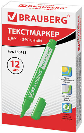 Текстовыделитель BRAUBERG "Energy", ЗЕЛЕНЫЙ, линия 1-3 мм, 150483
