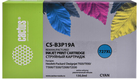 Картридж струйный CACTUS (CS-B3P19A) для HP DesignJet T920/T1500, голубой