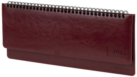 Планинг датированный 2025 305х140 мм BRAUBERG "Imperial", под кожу, бордовый, 115696