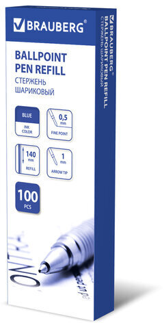 Стержень шариковый BRAUBERG 140 мм, СИНИЙ, узел 1 мм, линия письма 0,5 мм, 170177