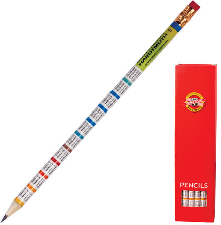 Карандаш чернографитный KOH-I-NOOR, 1 шт., "Multiplication", НВ, с ластиком, заточенный, 1231002477KSNV