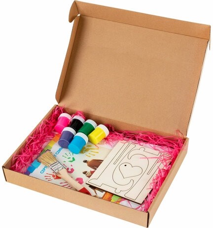 Набор отпечатки рук: холст 20х30 см, акрил 6 цветов, кисть + сертификат и подставка В ПОДАРОК! BRAUBERG HOBBY, 192529