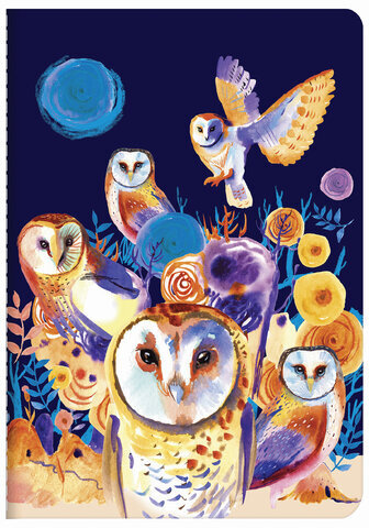 Тетрадь 40 л. в клетку обложка SoftTouch, бежевая бумага 70 г/м2, сшивка, А5 (147х210 мм), СОВЫ, BRAUBERG, 403780