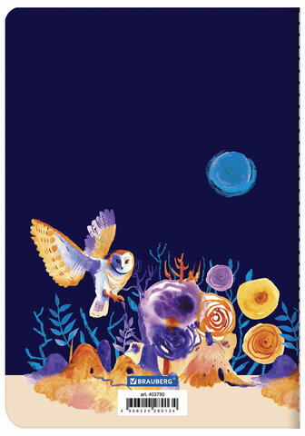 Тетрадь 40 л. в клетку обложка SoftTouch, бежевая бумага 70 г/м2, сшивка, А5 (147х210 мм), СОВЫ, BRAUBERG, 403780