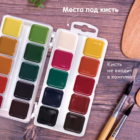 Краски акварельные BRAUBERG "АКАДЕМИЯ", 20 цветов, медовые, квадратные кюветы, пластиковый пенал, 190553