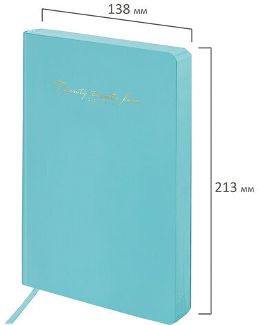 Ежедневник датированный 2024 А5 138x213 мм, BRAUBERG "Pastel", под кожу, бирюзовый, 114966