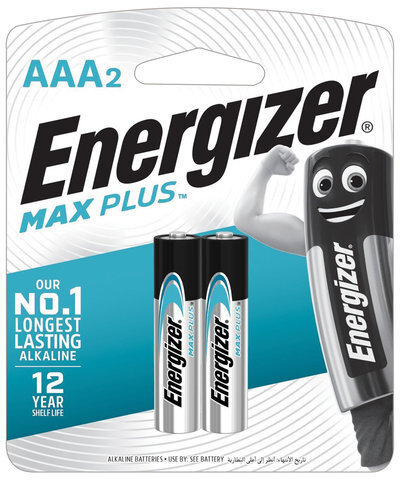 Батарейки КОМПЛЕКТ 2 шт., ENERGIZER Max Plus, AAA (LR03, 24А), алкалиновые, мизинчиковые, блистер, E301306501