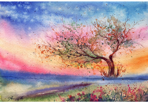 Краски акварельные ЮНЛАНДИЯ "ЮНЫЙ ВОЛШЕБНИК", медовые, 22+2 цвета (золото+серебро), круглые кюветы, пластик, 192361