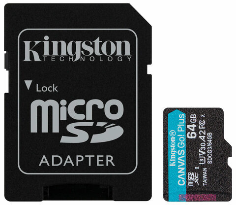 Карта памяти microSDXC 64GB KINGSTON Canvas Select Plus,UHS-I, 100 Мб/с (class 10), S, SDCS2/64GBSP