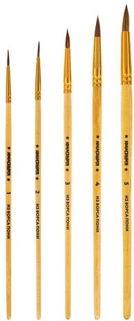 Кисти ЮНЛАНДИЯ, набор 5 шт. (ПОНИ: круглые № 1, 2, 3, 4, 5), блистер с европодвесом, 200893