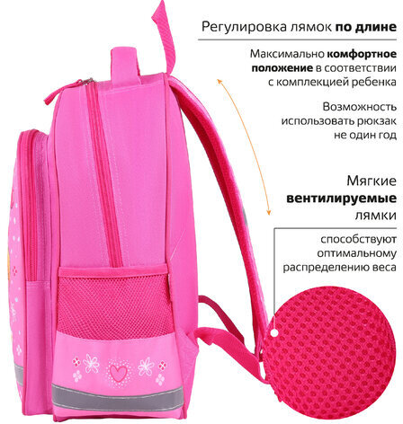 Рюкзак ПИФАГОР SCHOOL, 1 отделение, 3 кармана, "Squirrel", 38x28х14 см, 271404