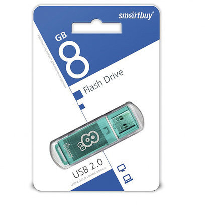 Флеш-диск 8 GB, SMARTBUY Glossy, USB 2.0, зеленый, SB8GBGS-G