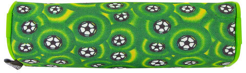 Пенал-косметичка BRAUBERG для учеников начальной школы, зеленый, футбольные мячи, 21х6х8 см, 223907