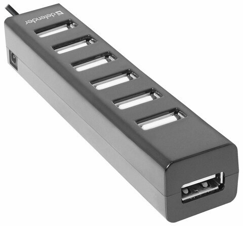 Хаб DEFENDER Quadro Swift, USB 2.0, 7 портов, черный, 83203