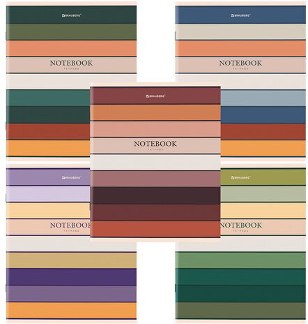 Тетрадь А5 48 л. BRAUBERG скоба, линия, обложка картон, "Classic" (микс в спайке), 404384