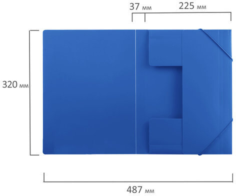 Папка на резинках BRAUBERG "Office", синяя, до 300 листов, 500 мкм, 227712