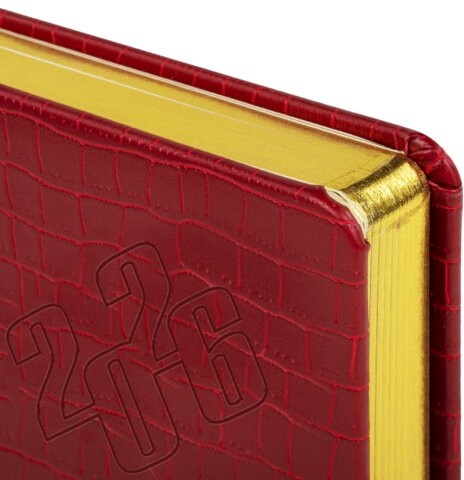 Ежедневник датированный 2026, А5, 138x213 мм, BRAUBERG "Comodo", под кожу, красный, 117048