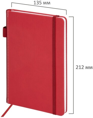 Блокнот А5 135x212мм BRAUBERG "Soft touch" под кожу, резинка, держатель, 80л клетка, розовый, 117148