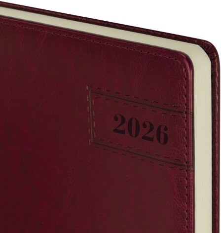 Ежедневник датированный 2026 БОЛЬШОЙ ФОРМАТ 210х297 мм, А4, BRAUBERG "Imperial", под кожу, бордо, 117248