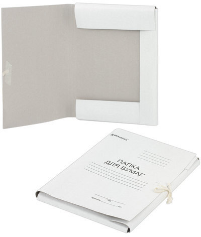 Папка для бумаг с завязками картонная мелованная BRAUBERG, 440 г/м2, до 200 листов, 110925