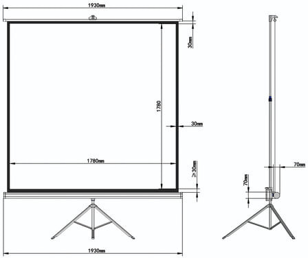 Экран проекционный на треноге (180х180 см), матовый, 1:1, BRAUBERG "TRIPOD", 236730