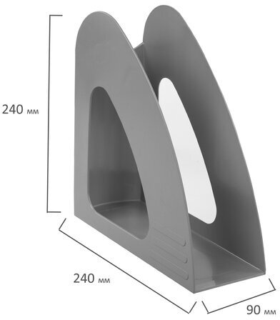 Лоток вертикальный для бумаг BRAUBERG "Delta", 240х90х240 мм, серый, 237240
