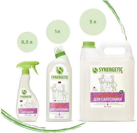 Средство для удаления ржавчины и известкового налета 1 л SYNERGETIC, биоразлагаемое, гель, 104100