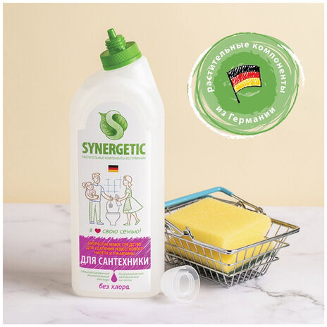 Средство для удаления ржавчины и известкового налета 1 л SYNERGETIC, биоразлагаемое, гель, 104100