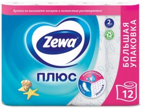 Бумага туалетная 2-х слойная 12 рулонов (12х23 м), СВЕЖЕСТЬ ОКЕАНА, ZEWA Plus, 144136