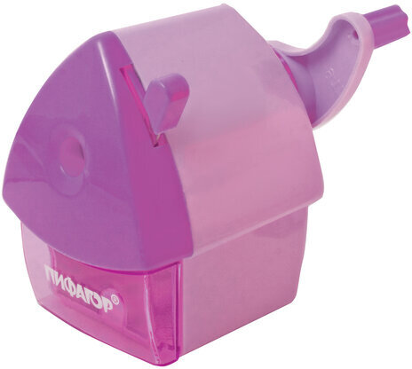 Точилка механическая ПИФАГОР "Домик гнома", металлический механизм, корпус розовый, 270424