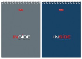 Блокнот А5 (145х205 мм), 80 л., гребень, картон, жесткая подложка, клетка, HATBER, &quot;INSIDE&quot; (&quot;Офисный&quot;), 80Б5С1гр, B46173