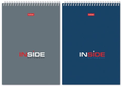 Блокнот А5 (145х205 мм), 80 л., гребень, картон, жесткая подложка, клетка, HATBER, "INSIDE" ("Офисный"), 80Б5С1гр, B46173