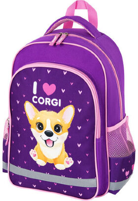 Рюкзак ПИФАГОР SCHOOL для начальной школы, &quot;I love corgi&quot;, 38x28х14 см, 270653