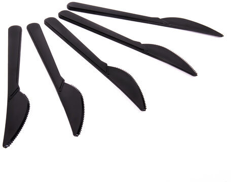 Нож одноразовый пластиковый 180 мм, черный, КОМПЛЕКТ 50 шт., ЭТАЛОН, БЕЛЫЙ АИСТ, 607841