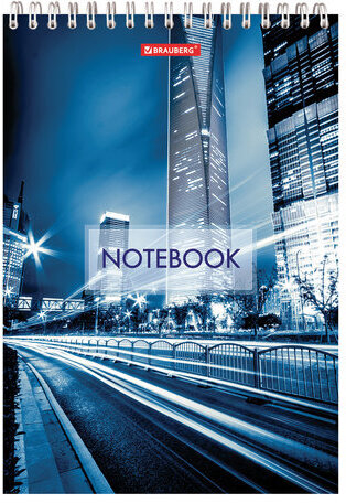 Блокнот БОЛЬШОЙ ФОРМАТ (200х290 мм) А4, 80 л., гребень, картон, жесткая подложка, клетка, BRAUBERG, "City", 129805
