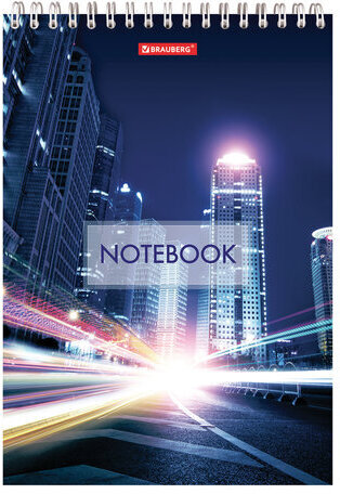Блокнот БОЛЬШОЙ ФОРМАТ (200х290 мм) А4, 80 л., гребень, картон, жесткая подложка, клетка, BRAUBERG, "City", 129805