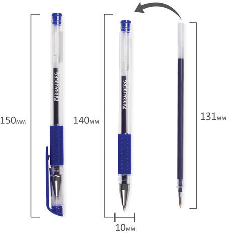 Ручки гелевые с грипом BRAUBERG, НАБОР 3 ЦВЕТА, "Number One", узел 0,5 мм, линия письма 0,35 мм, 141305