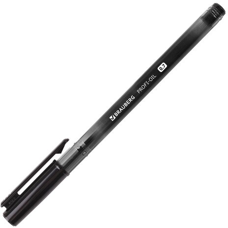 Ручка шариковая масляная BRAUBERG "Profi-Oil", ЧЕРНАЯ, корпус с печатью, узел 0,7 мм, линия письма 0,35 мм, 141633