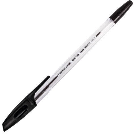 Ручка шариковая BRAUBERG "X-333", ЧЕРНАЯ, корпус прозрачный, узел 0,7 мм, линия письма 0,35 мм, 142406